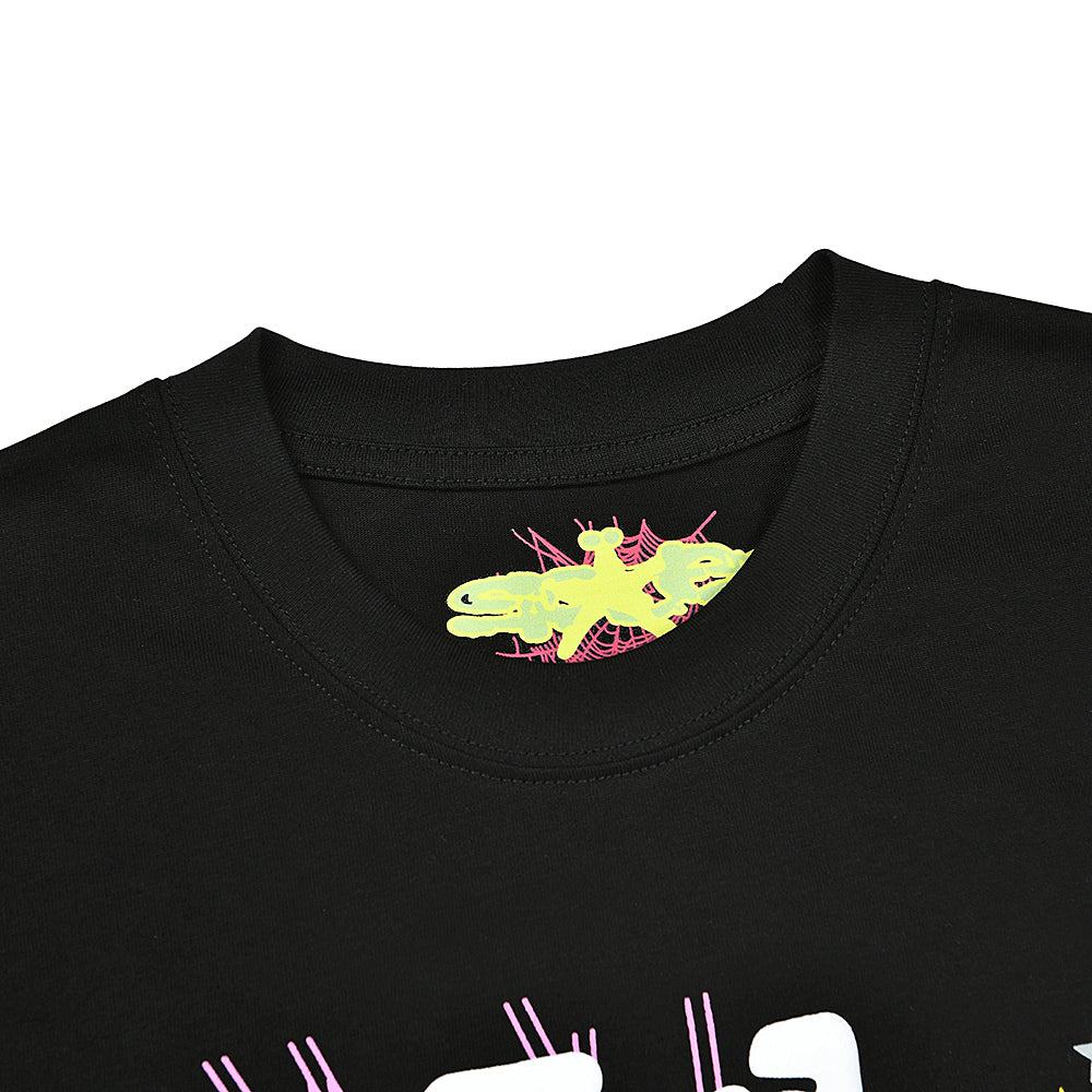Sp5der Pink Spider Web Multi‑Star Graphic T‑Shirt