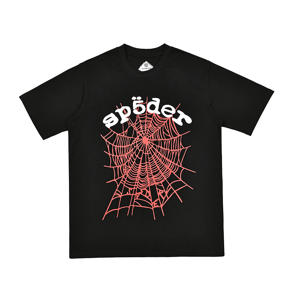 Sp5der Coral Spider Web Graphic T‑Shirt