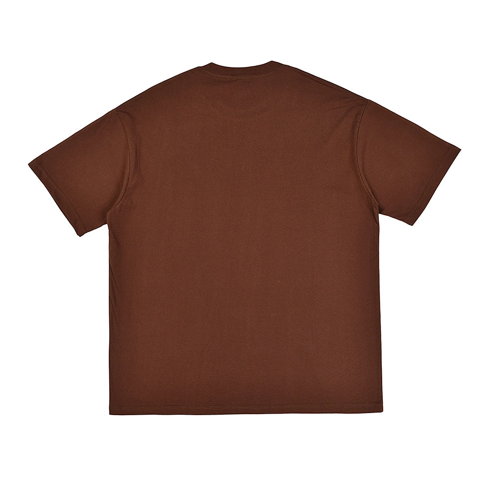 Sp5der Brown Yellow Spider Web Graphic T‑Shirt