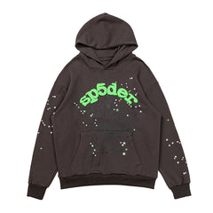Sp5der Green Logo Spider Web Star Pullover Hoodie