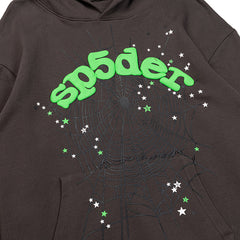 Sp5der Green Logo Spider Web Star Pullover Hoodie
