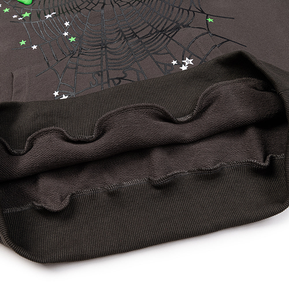 Sp5der Green Logo Spider Web Star Pullover Hoodie