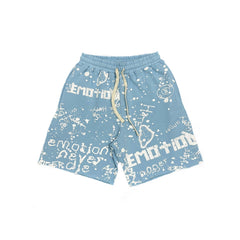 Mixed Emotion Blue “Graffiti” Shorts