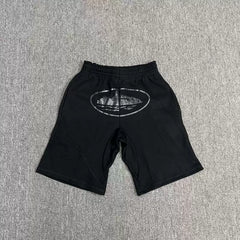 Corteiz Alcatraz Island Graphic Heavyweight Shorts Black/White