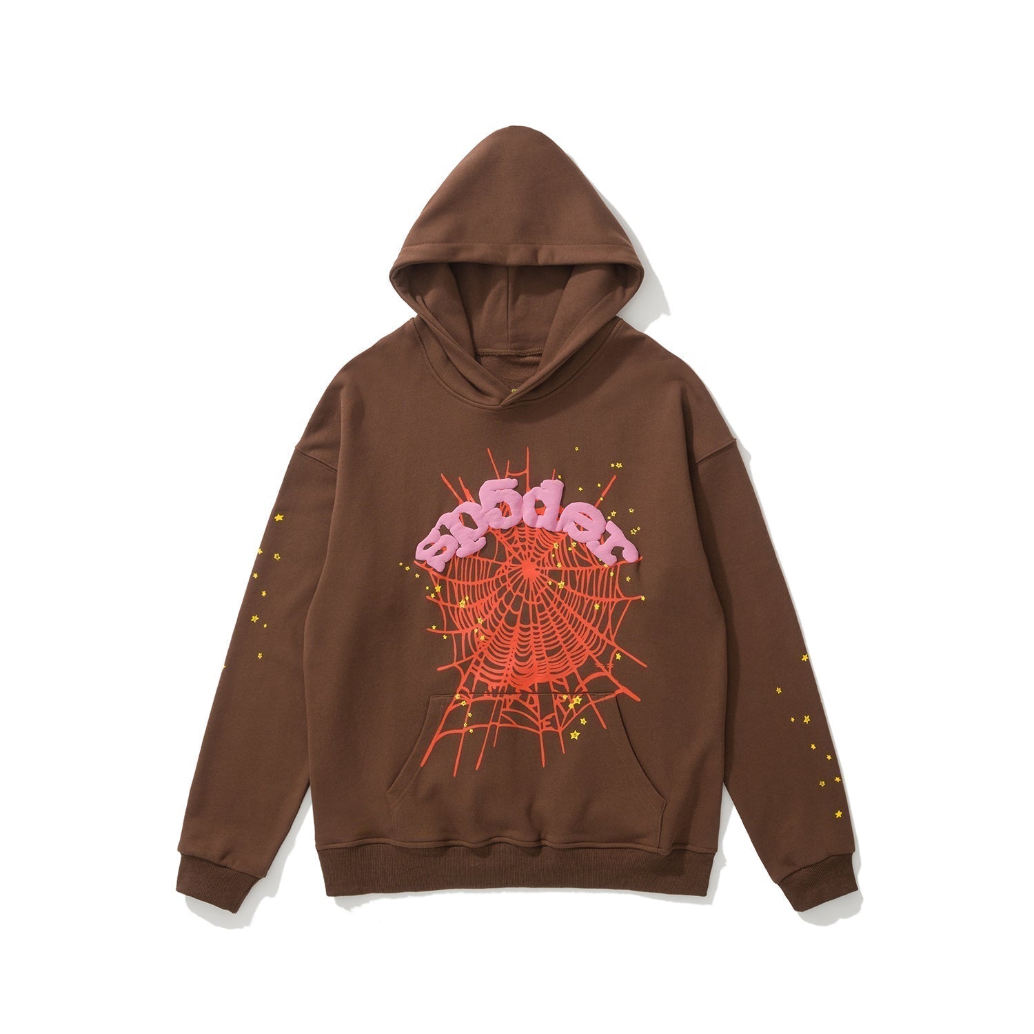 Sp5der Multi‑Color Spider Web Star Print Hoodie