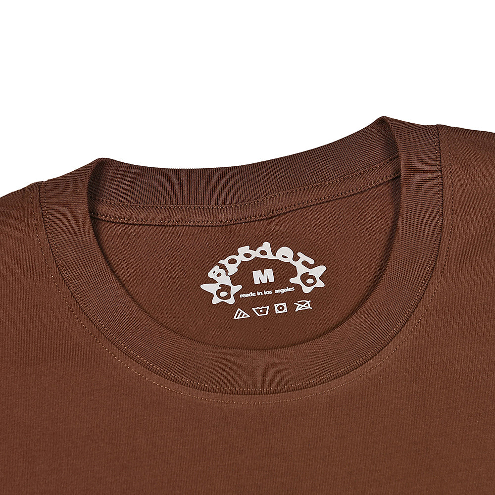 Sp5der Brown Yellow Spider Web Graphic T‑Shirt