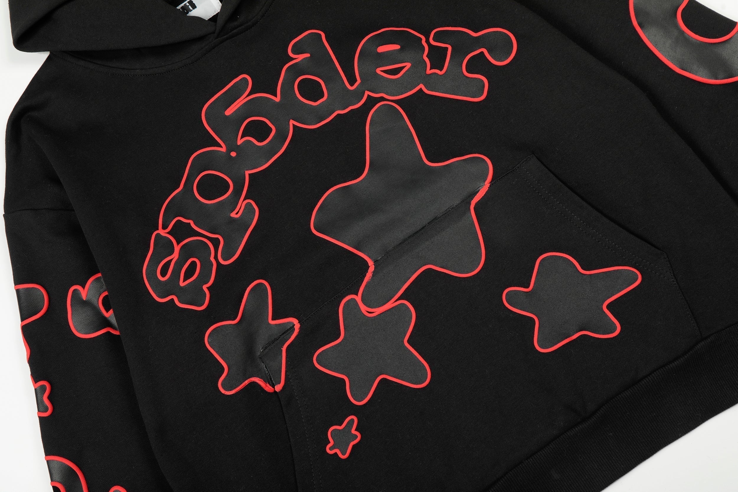 Sp5der Black Red Outline Star Pullover Hoodie