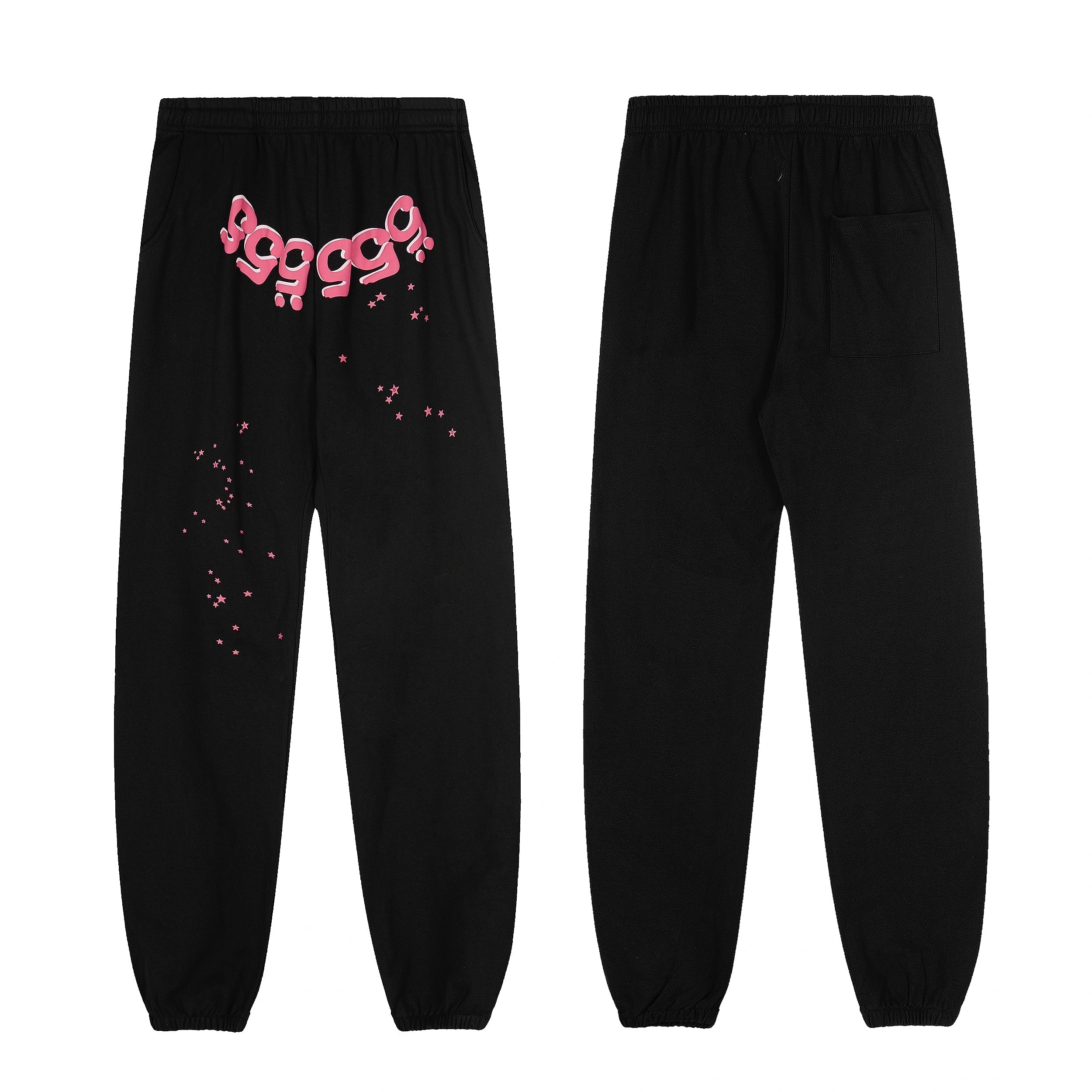 Sp5der Black 555‑999 Spider Web Hoodie Sweatpants Set