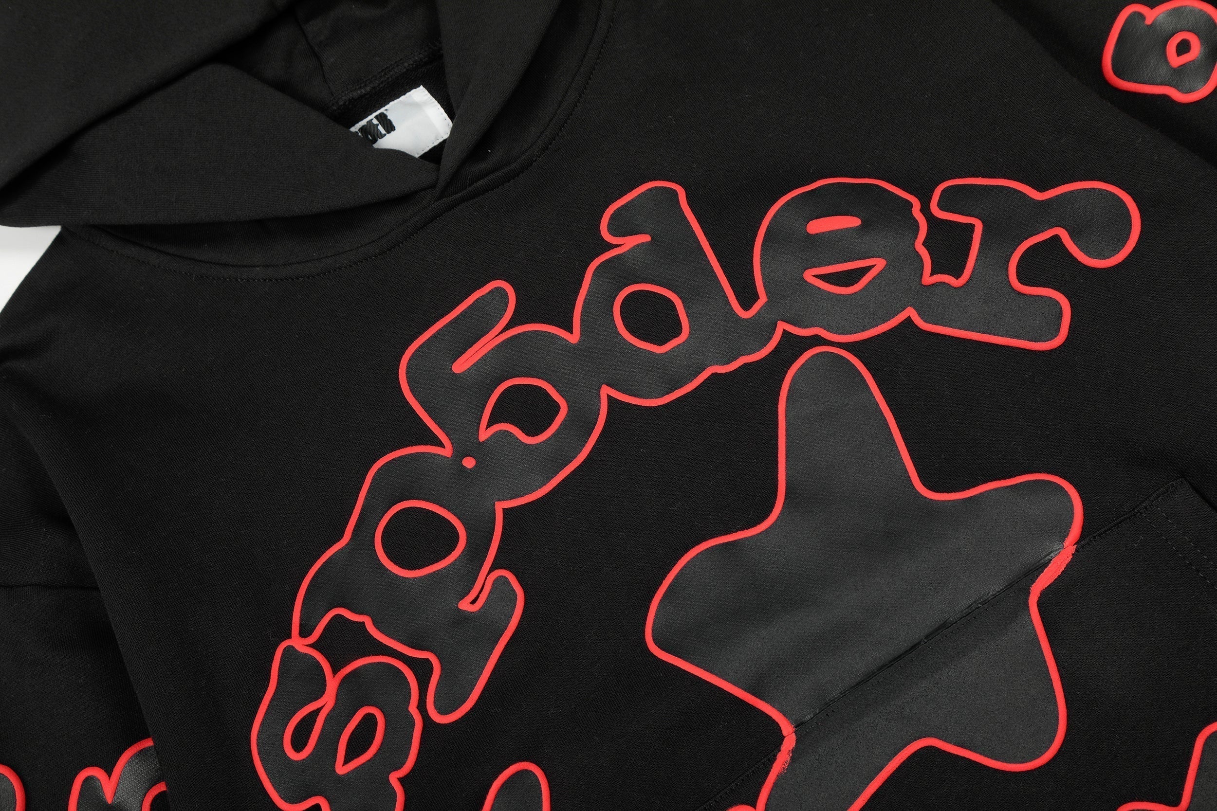 Sp5der Black Red Outline Star Pullover Hoodie