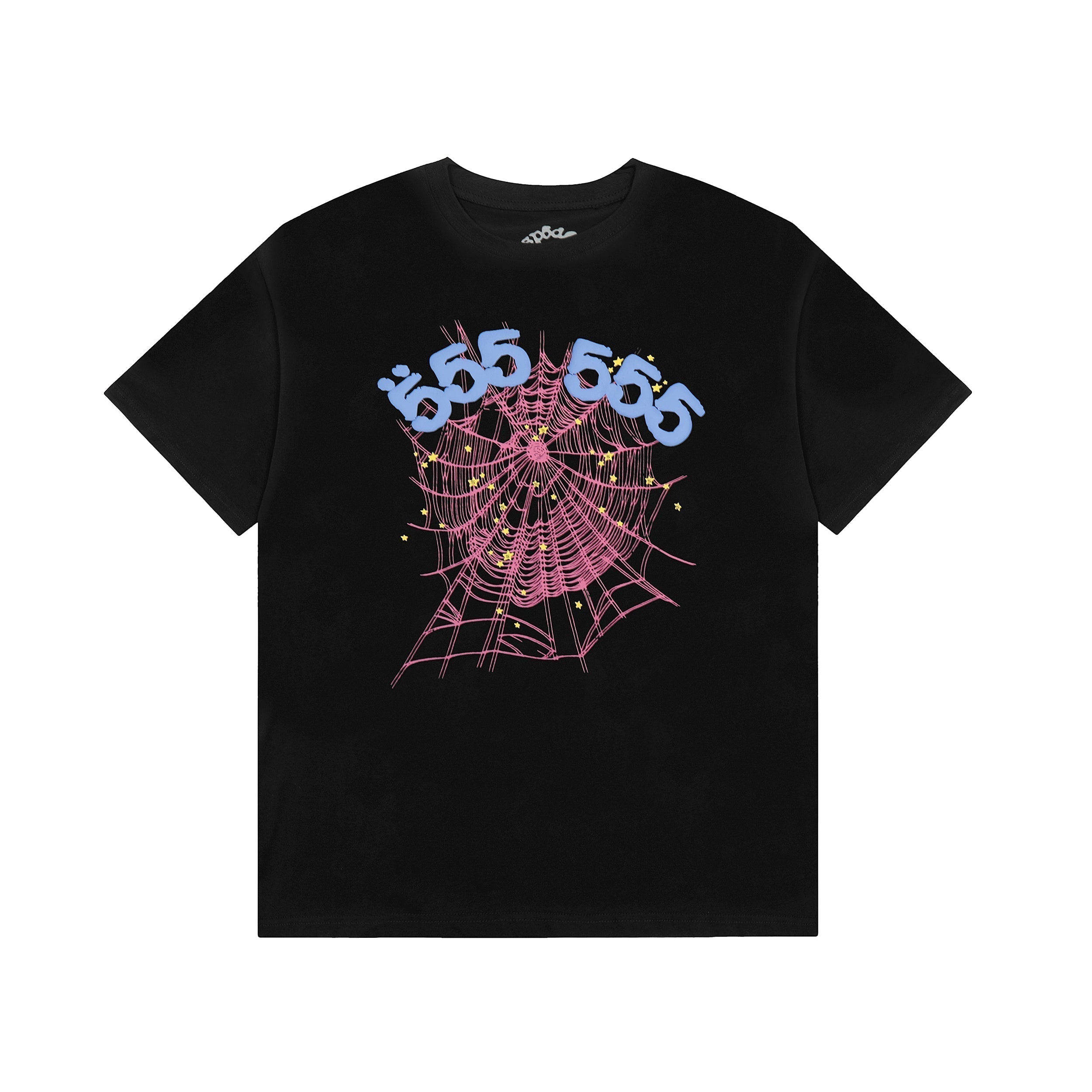 Sp5der 555 Pink Spider Web Graphic T‑Shirt