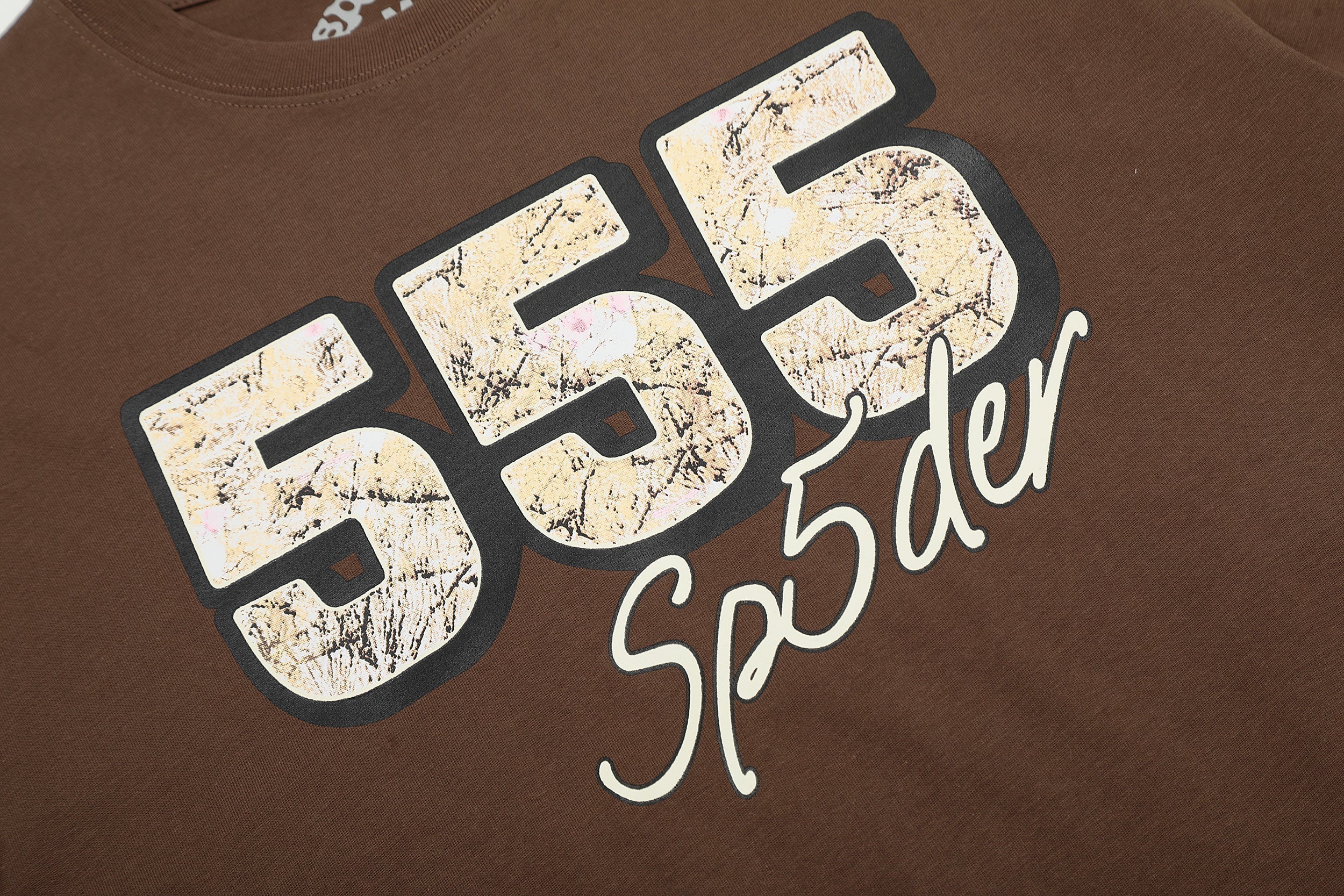 Sp5der 555 Vintage Distressed Graphic T‑Shirt