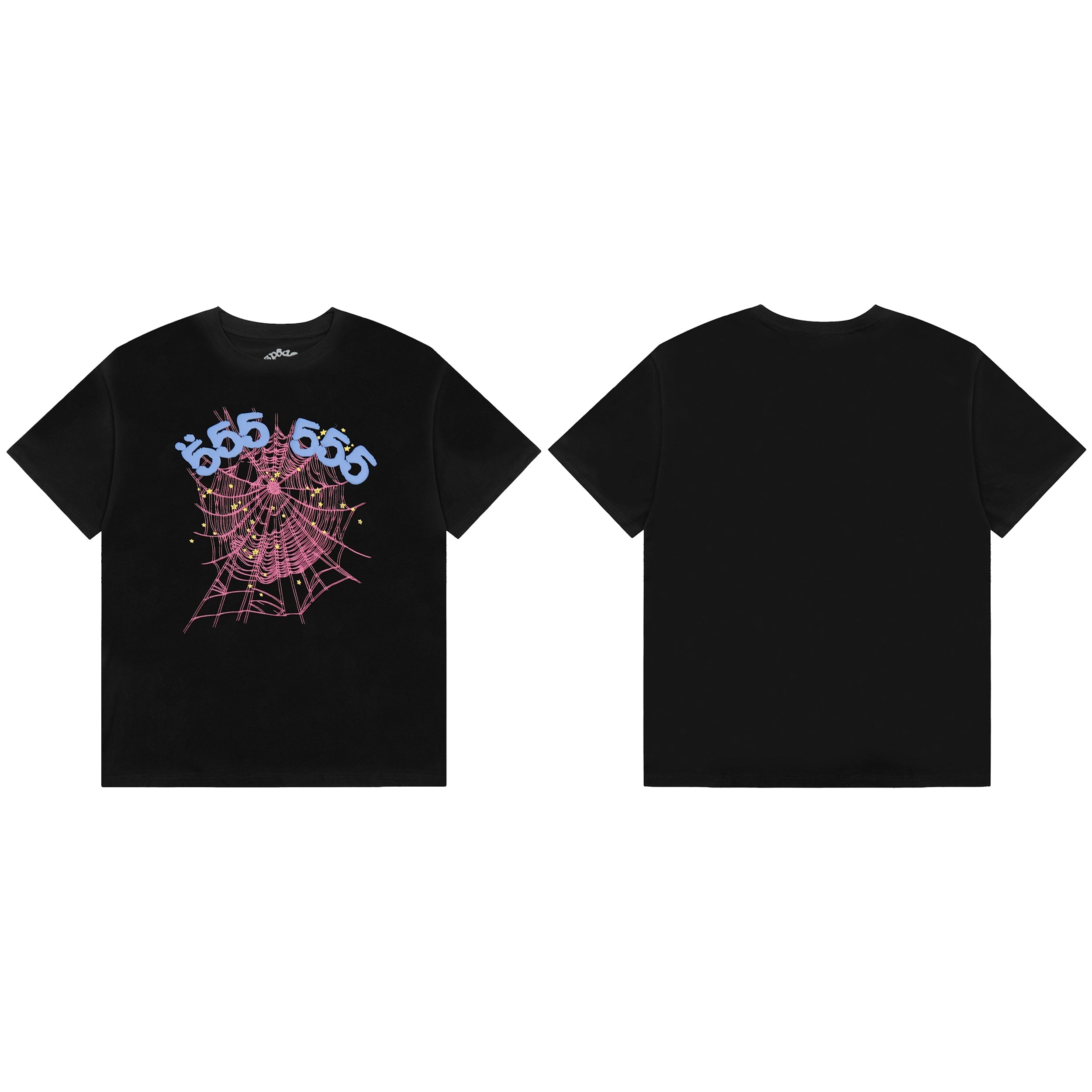 Sp5der 555 Pink Spider Web Graphic T‑Shirt
