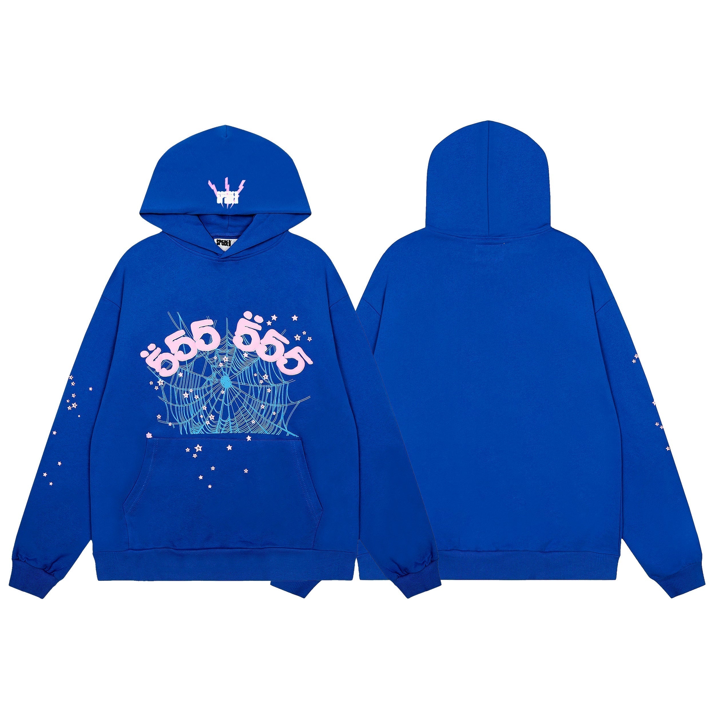 Sp5der Black 555‑999 Spider Web Hoodie Sweatpants Set