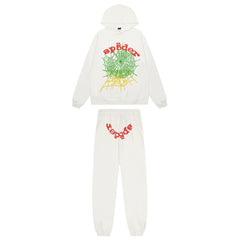 Sp5der White Gradient Spider Web Hoodie Sweatpants Set