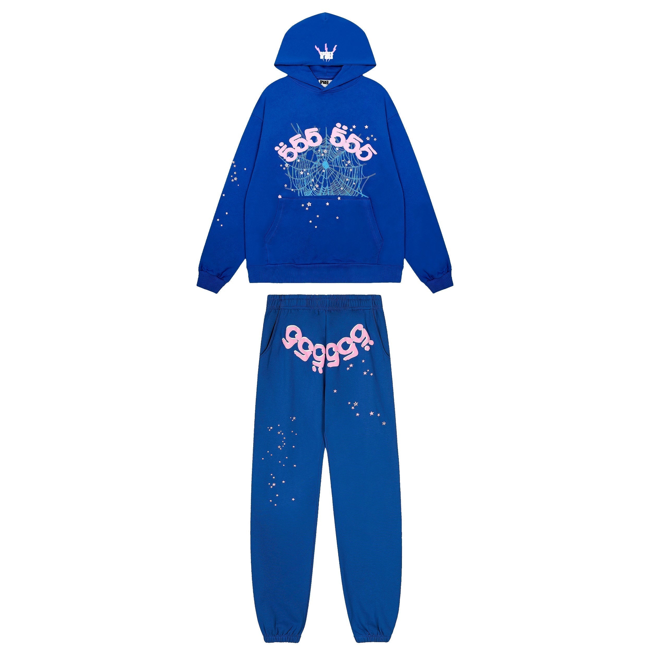Sp5der Black 555‑999 Spider Web Hoodie Sweatpants Set