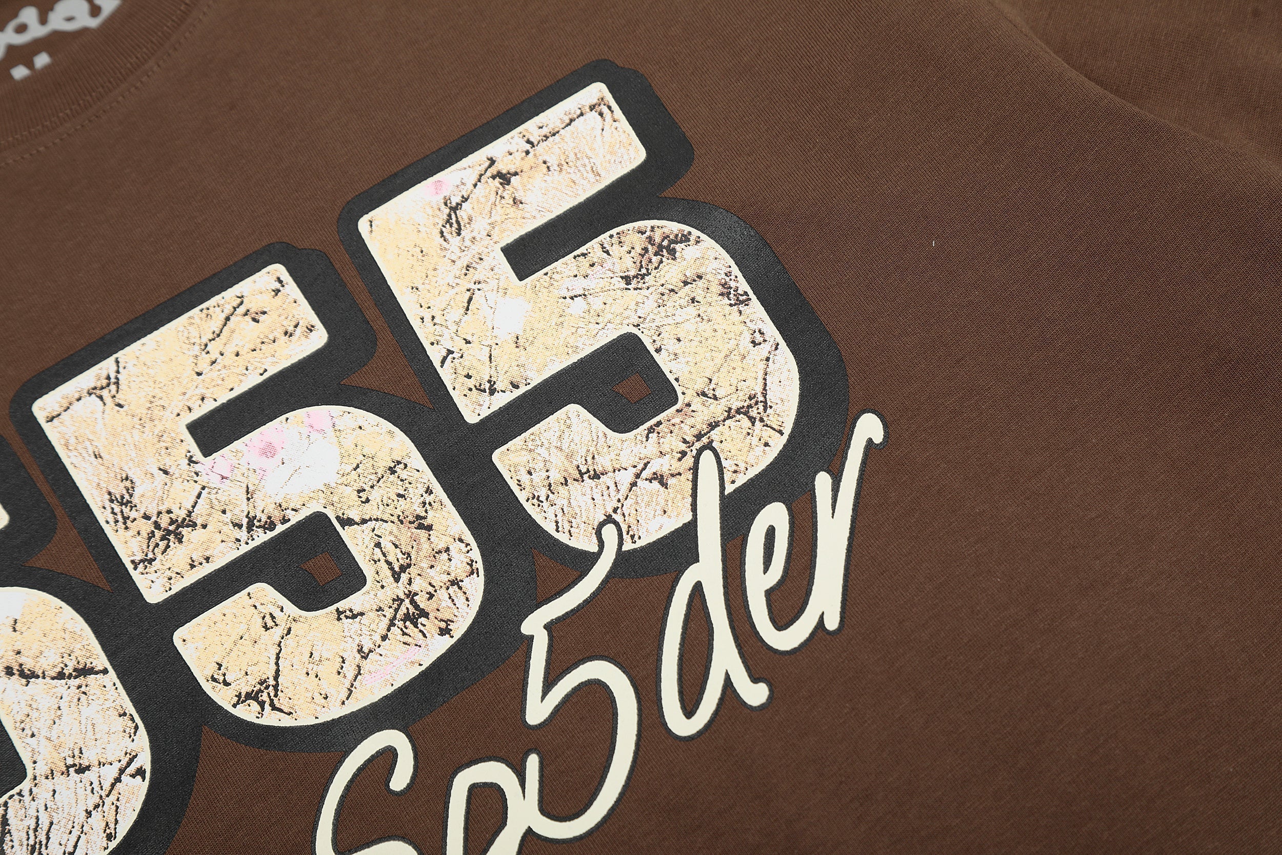 Sp5der 555 Vintage Distressed Graphic T‑Shirt