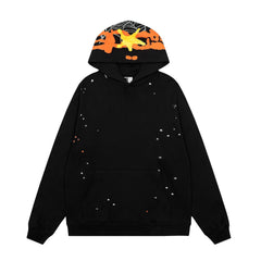 Sp5der Black Star Print Hoodie
