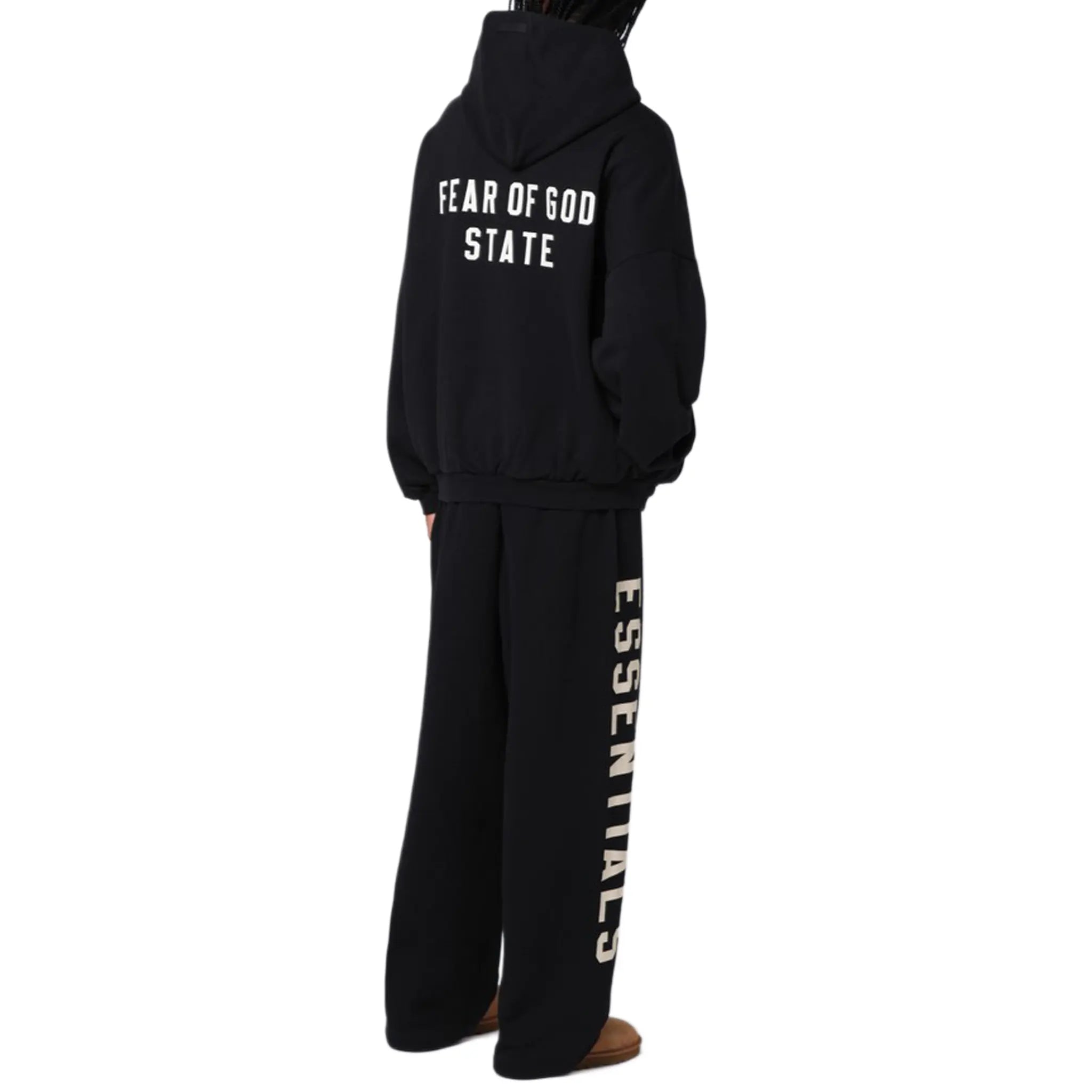 Fear Of God Essentials Heavy Fleece Black Zip-Up Hoodie (FW24)