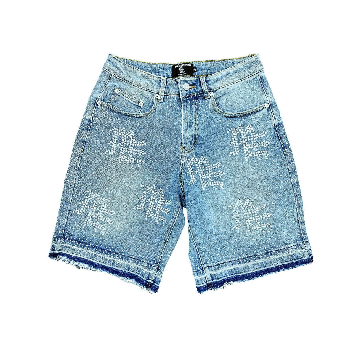 Mixed Emotion ‘ME’ Rhinestone Denim Shorts
