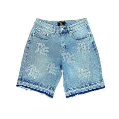 Mixed Emotion ‘ME’ Rhinestone Denim Shorts