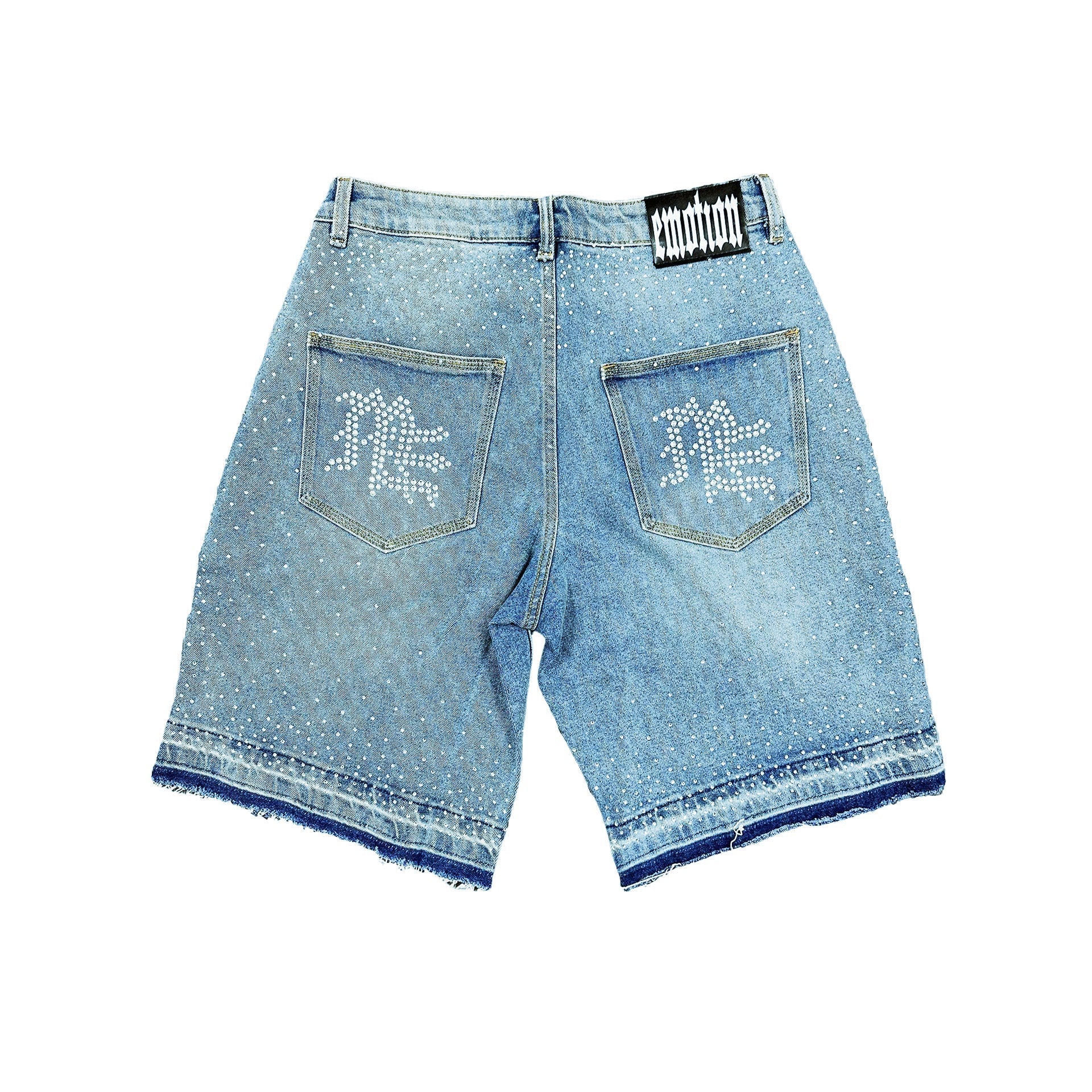 Mixed Emotion ‘ME’ Rhinestone Denim Shorts